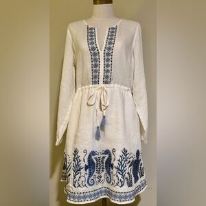 Spartina 449 White and Blue Long Sleeve Dress